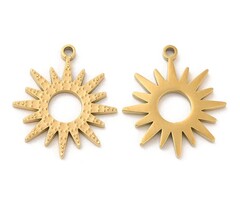 Stainless Steel Charm Sun 16x14.5x1mm