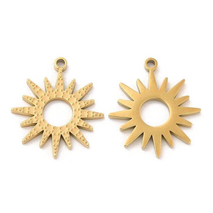Stainless Steel Charm Sun 16x14.5x1mm