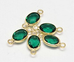 Crystal Glass Link Oval Green 15x7x4mm