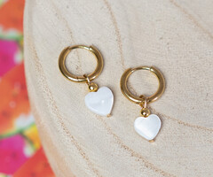 Stainless steel oorbellen met schelp hartje