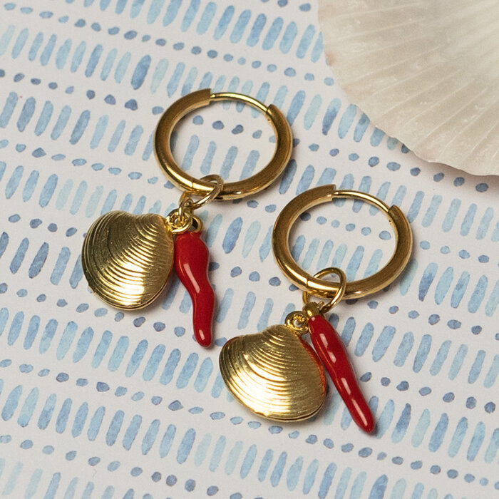 Stainless steel earrings with summery charms