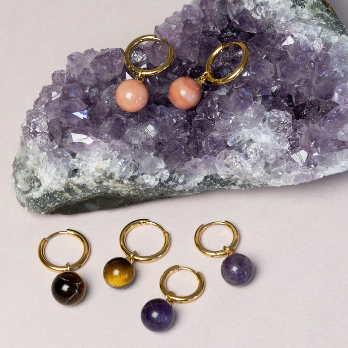 Stainless steel gemstone earrings