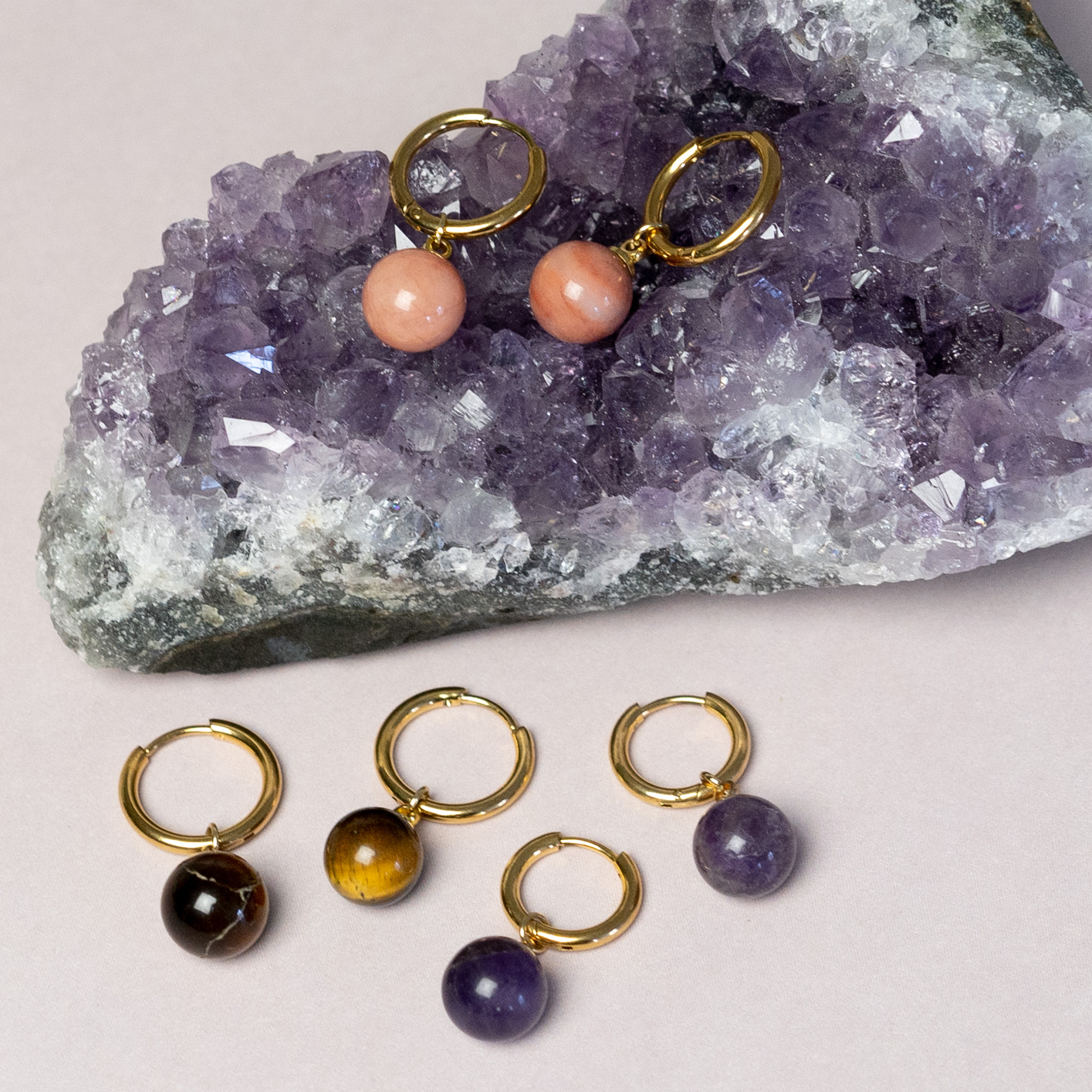 Stainless steel edelsteen oorbellen Inspi615