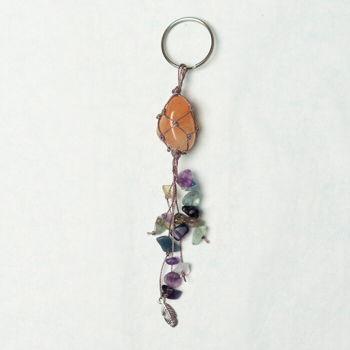 How to make a Keychain or bag pendant with a Macramé Knotted Gemstone