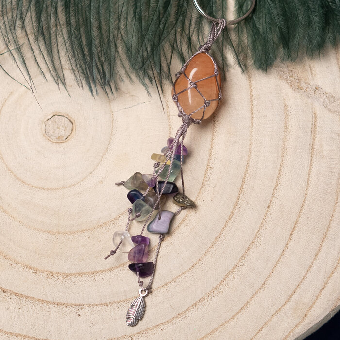How to make a Keychain or bag pendant with a Macramé Knotted Gemstone