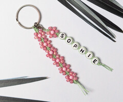 Keychain with Name and Macramé flower