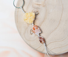 Keychain with Macramé Knotted Gemstone