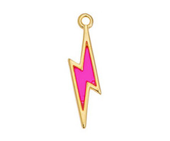 Lightning Charm Hot Pink DQ 24K Gold Plated 6.4x24.9mm