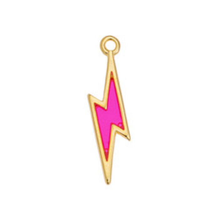 Bliksem Bedel Neon Roze DQ 24K Gold Plated 6.4x24.9mm