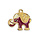 Charm Elephant Red DQ 24K Gold Plated 19.7x18.4mm