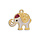 Charm Elephant White Red DQ 24K Gold Plated 19.7x18.4mm