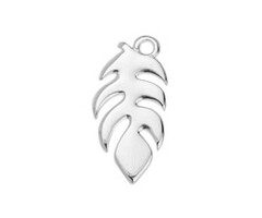 Monstera Blad Bedel Zilver DQ 10.1x20.8mm