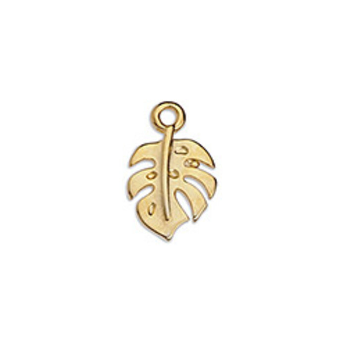 Monstera Leaf Charm DQ 24K Gold Plated 9x15mm
