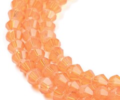 Facet Glaskralen Bicone Oranje 4~4.5x3.5~4mm, streng 70 stuks