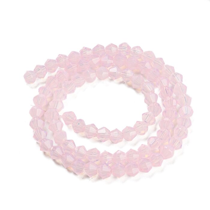 Faceted Glassbeads Bicone Soft Pink 4~4.5x3.5~4mm, strand 70 pieces
