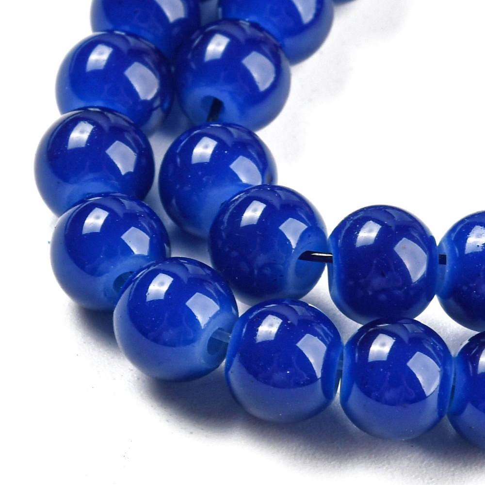 Glassbeads Cobalt Blue 6.5mm, strand 120 pieces