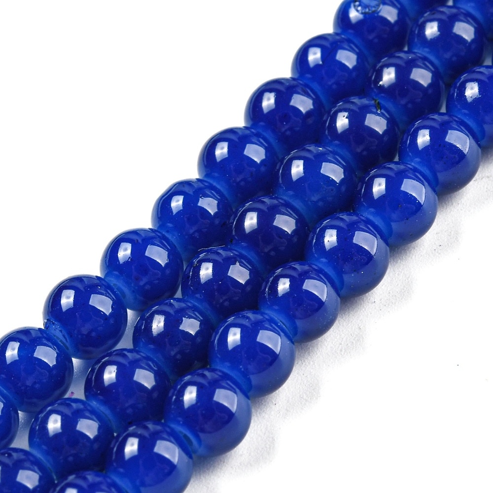 Glaskralen Kobalt Blauw 6.5mm, streng 120 stuks