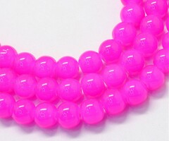 Glaskralen Fel Roze 6.5mm, streng 120 stuks