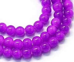 Glassbeads Bright Purple 6.5mm, strand 120 pieces