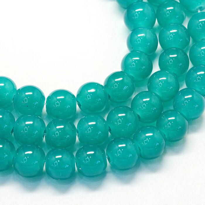 Glassbeads Turquoise 6.5mm, strand 120 pieces