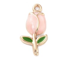 Bedel Tulp Roze Gold Plated 22x11x3mm