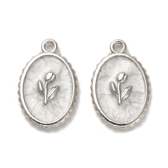 Bedel Tulp Ovaal Zilver 21x13.5x2.8mm