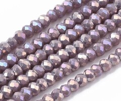 Facet Glaskralen Licht Mauve 2.5x1.5mm, streng 150 stuks