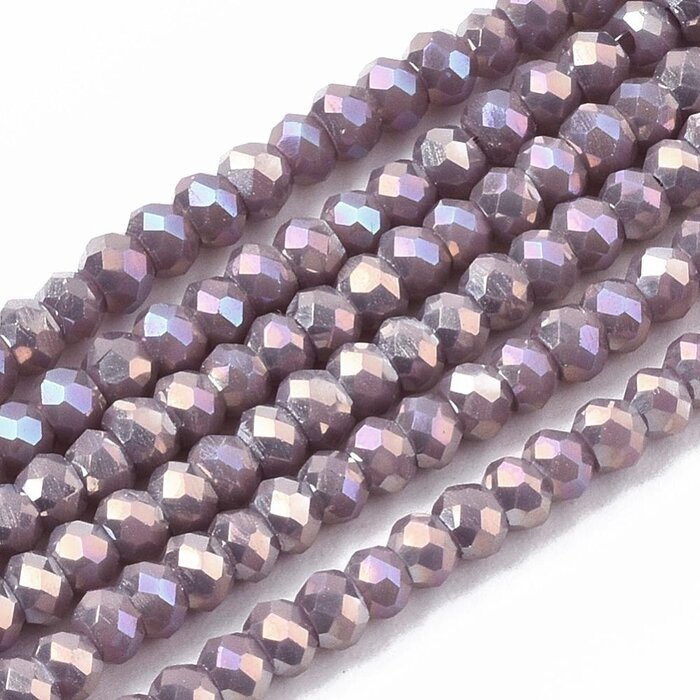 Faceted Glassbeads Light Mauve 2.5x1.5mm, strand 150 pieces