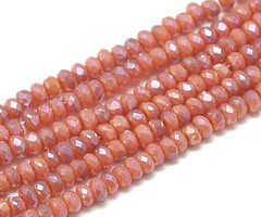 Faceted Glassbeads Coral Pink 2.5x1.5mm, strand 150 pieces