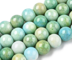 Glaskralen Groen Blauw 10mm, streng 65 stuks