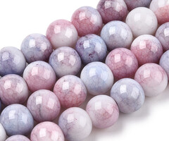 Glassbeads Blue Red 10mm, strand 65 pieces
