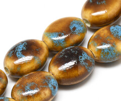 Porcelain Beads Brown Turquoise 15.5~16x13~14x9~9.5mm