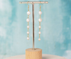 Earrings with Freshwater Pearls using Chain and Iron Wire
