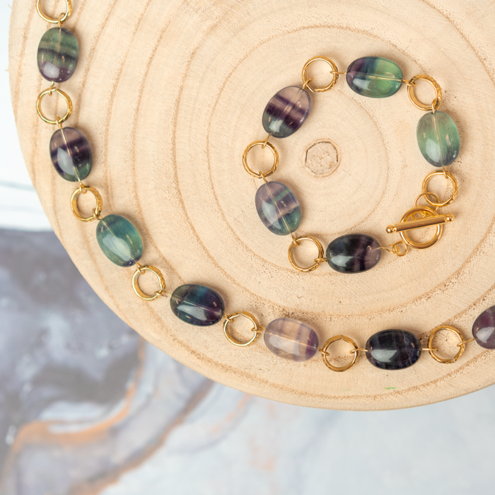 Statement necklace with gemstone beads