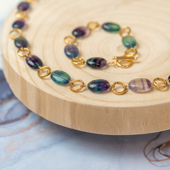 Statement necklace with gemstone beads