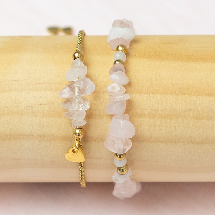 Armband, Oorbellen en Ketting van Rozenkwarts