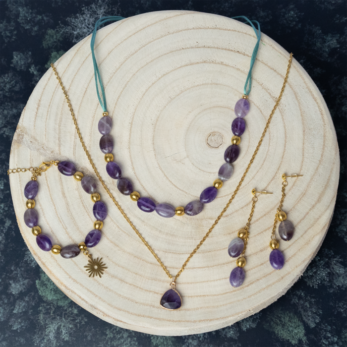 Armband, Oorbellen en Ketting van Amethist Inspi640