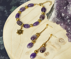 Armband, Oorbellen en Ketting van Amethist