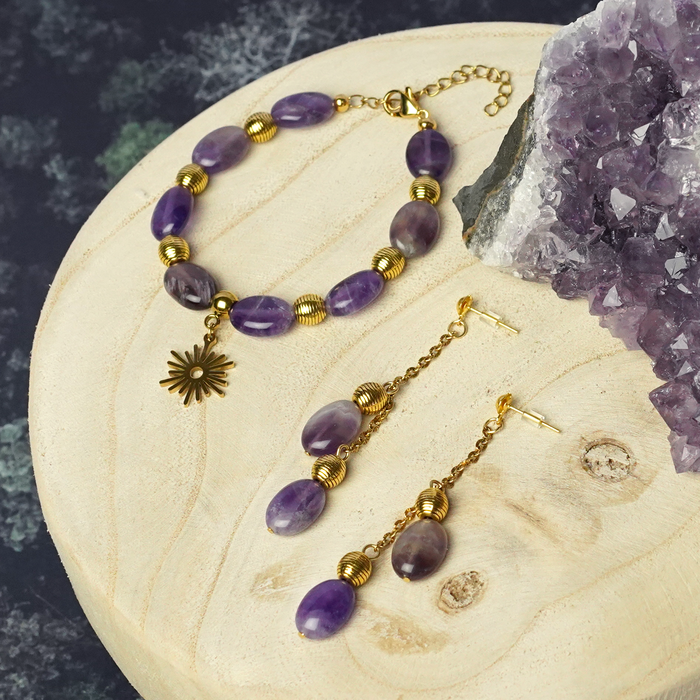 Armband, Oorbellen en Ketting van Amethist Inspi640