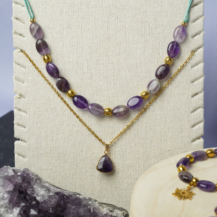 Amethyst Neckalce, Bracelet and Earrings Inspi640