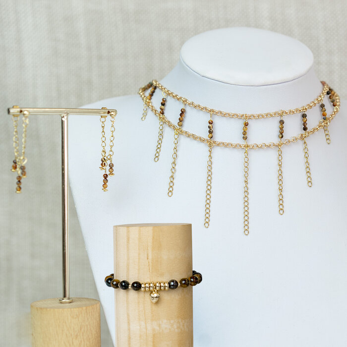 Armband, Oorbellen en Ketting van Tijgeroog