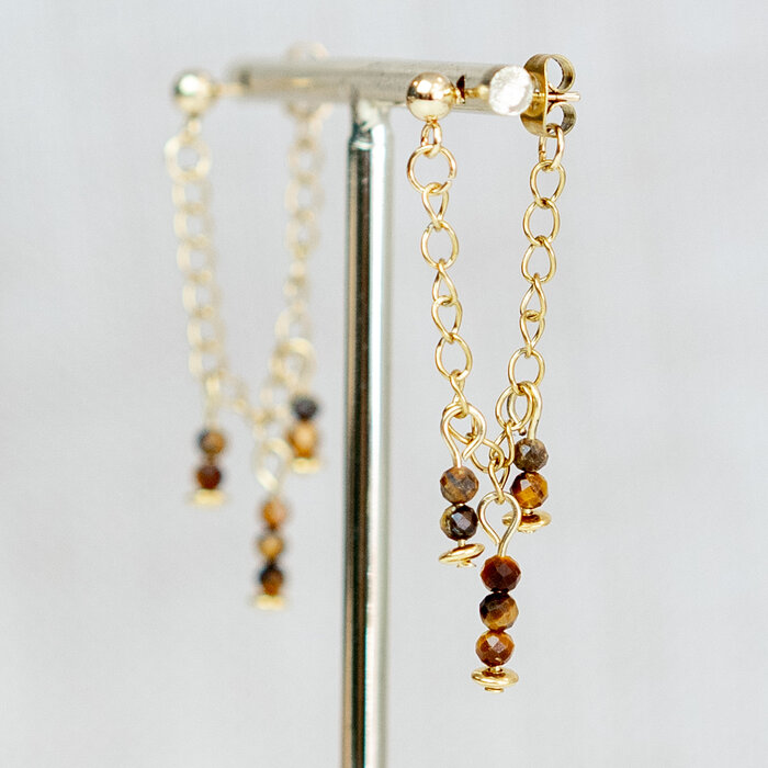 Bracelet, Earrings and Necklace of Tiger's Eye