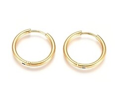 2 stuks Stainless Steel Hoop Huggies Oorbellen Gold Plated 20mm