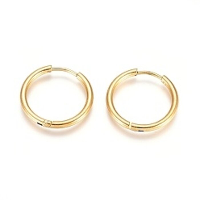 2 pieces Stainless Steel Hoop Earrings Huggies Gold Plated 20mm