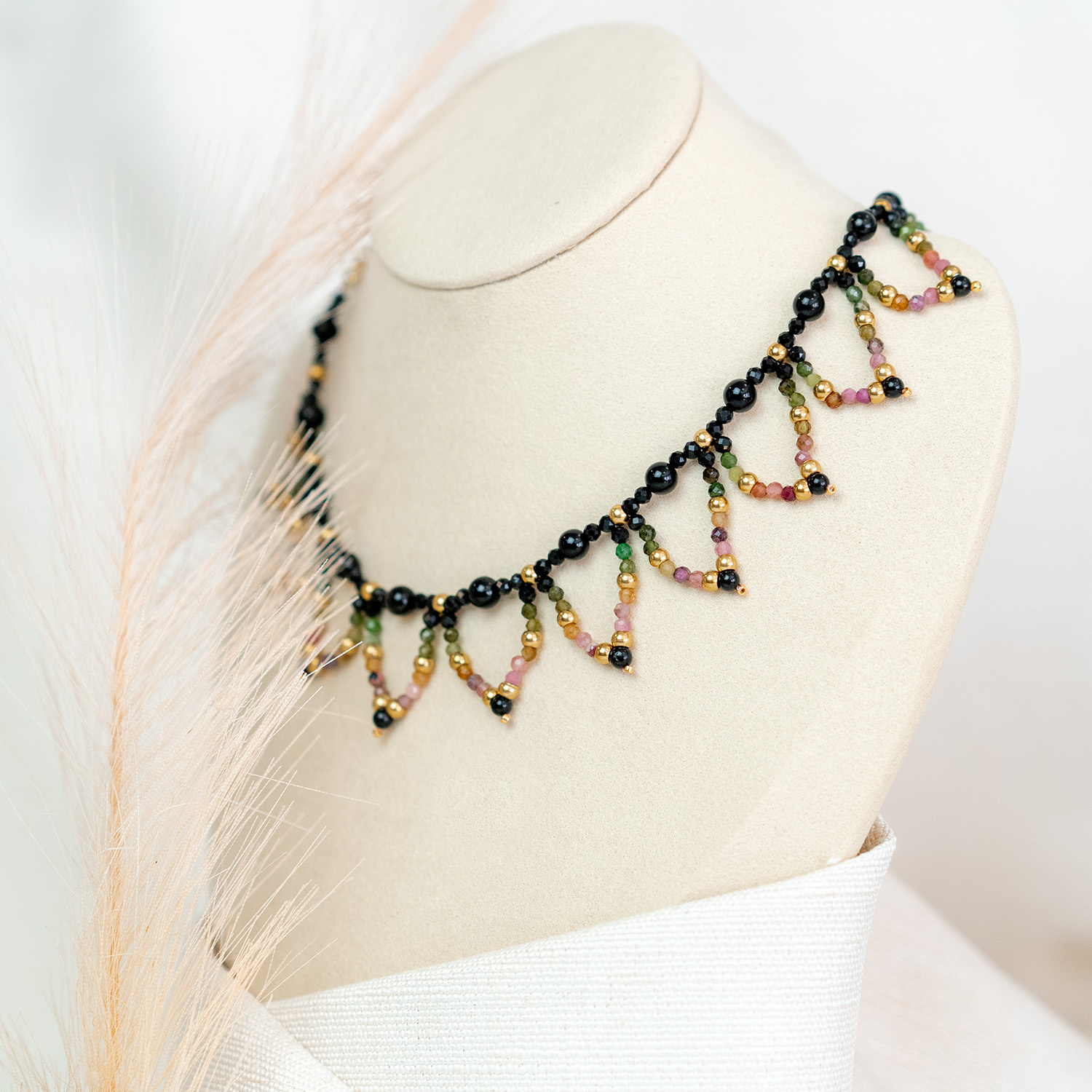 Earrings and Necklace of Tourmaline