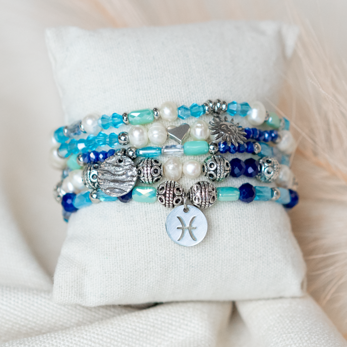 Stainless Steel Zodiac Charm Pisces Silver 12mm