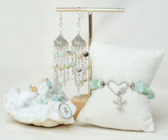 Armband, Oorbellen en Ketting van Amazoniet