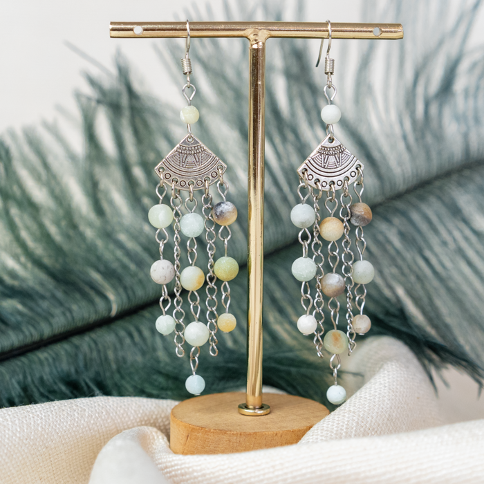 Bracelet, Earrings and Necklace of Amazonite Inspi646