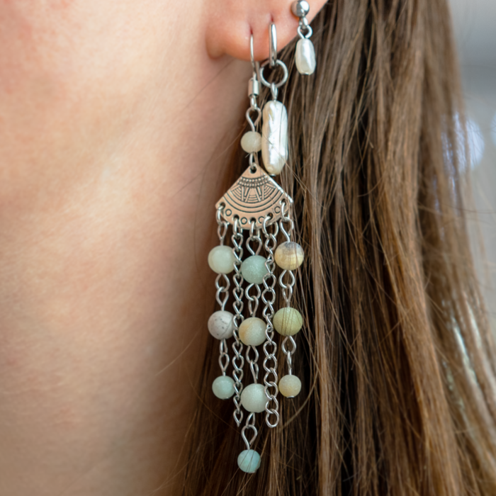 Bracelet, Earrings and Necklace of Amazonite Inspi646