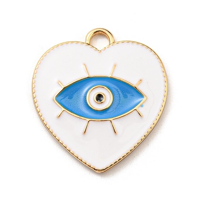 Evil eye Charm White Blue 26x24x2.5mm